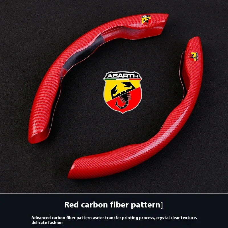 Car Carbon Fiber Texture Steering Wheel Cover For Abarth 595 695 500e 500c 500l 500x 600e Punto 124Spider Panda 5CC Stilo Ducato