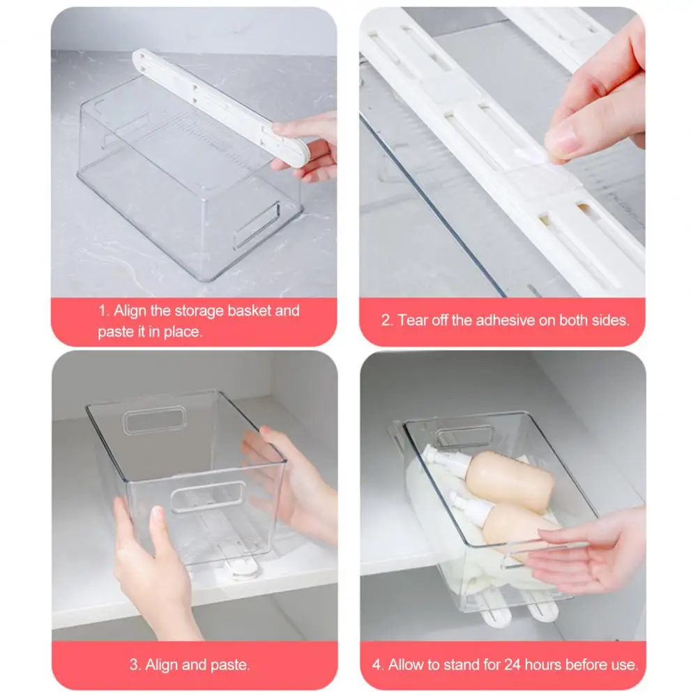 Overhead Bin Rack 2pcs Storage Mounting Rails with Punch-free Installation Slide Rail Hardware for Kitchen Supplies Bin for Two