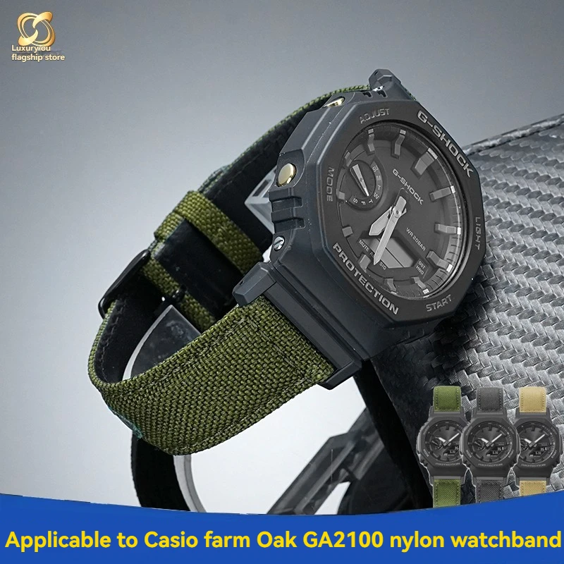 

For Casio GA-2100/1A1PR GA2110 GA-B2100 series watch octagonal sports nylon canvas mountaineering waterproof watch strap