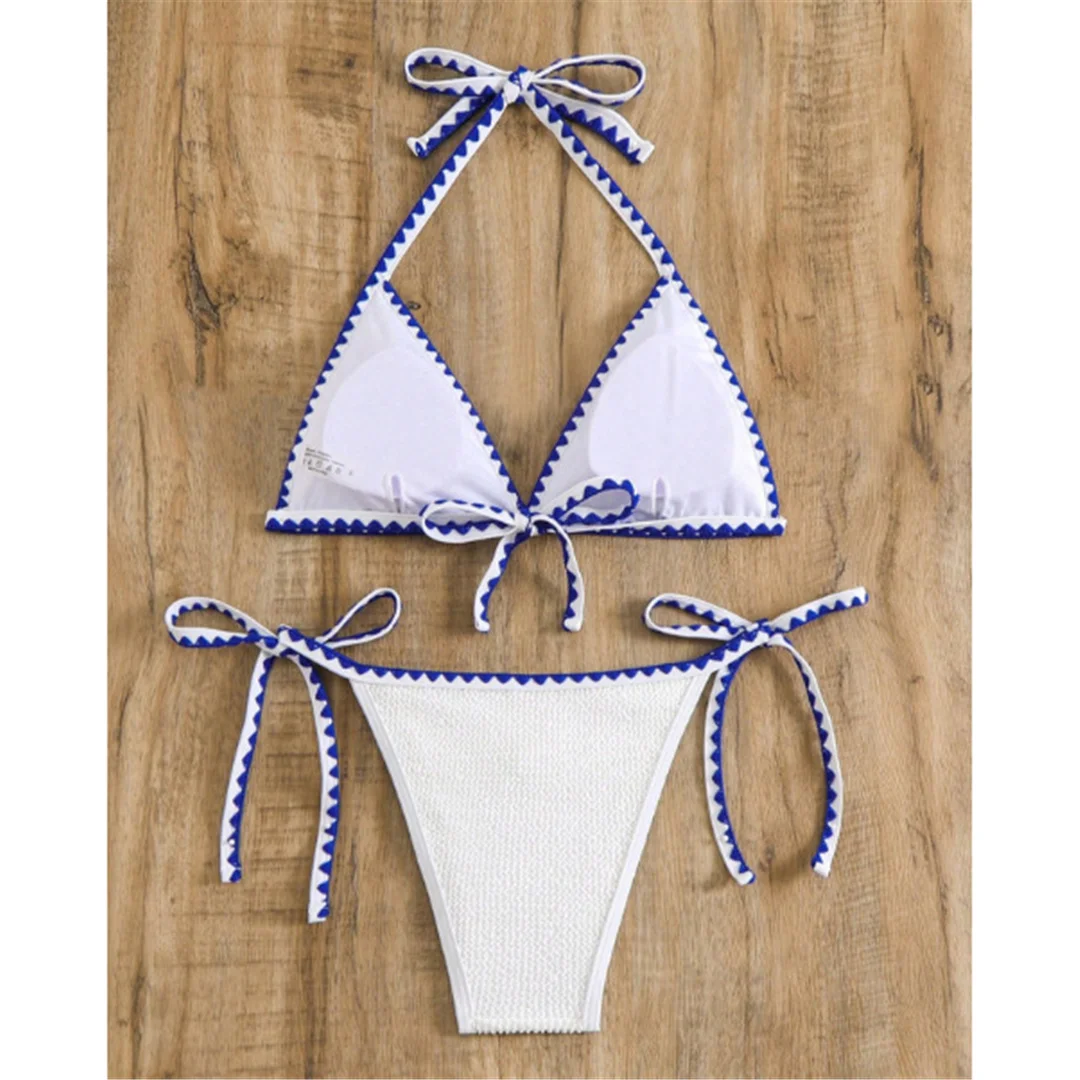 S - XL Sexy, geraffter, geraffter Neckholder-Bikini, Damen-Badebekleidung, zweiteiliges Bikini-Set, Damen-Badeanzug, Badebekleidung, Badeanzug, Schwimmbekleidung V6650 – Detail 7