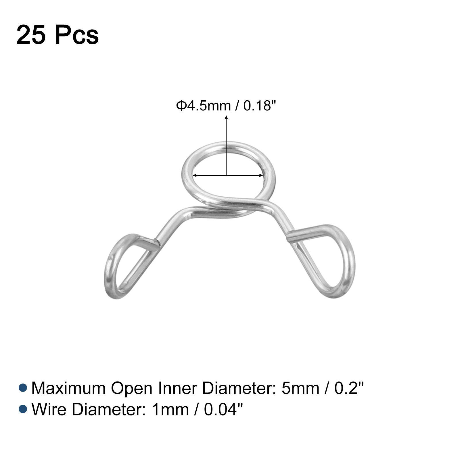 25 Pcs Fuel Line Hose Tubing Spring Clips 304 Stainless Steel Water Pipe Spring Clip Clamps Air Tube Pipes Clamps Size 4.5-15mm