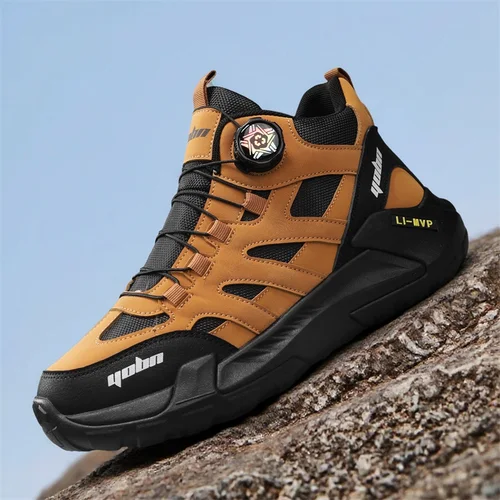 Botas de motociclista con perilla a la moda, botas de moto de diseño de tendencia, botines para hombre, zapatillas de Trekking antideslizantes para exteriores, botas masculinas