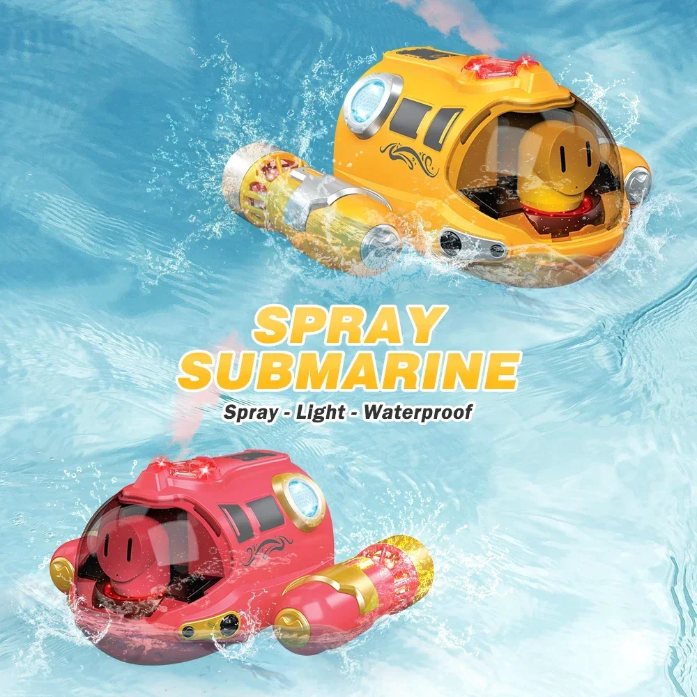 RC Boats Double Propeller Remote Control Motorboat with Spray Lights Submarine Pool Bathtub Electric Speedboat Kids Toys Gifts
