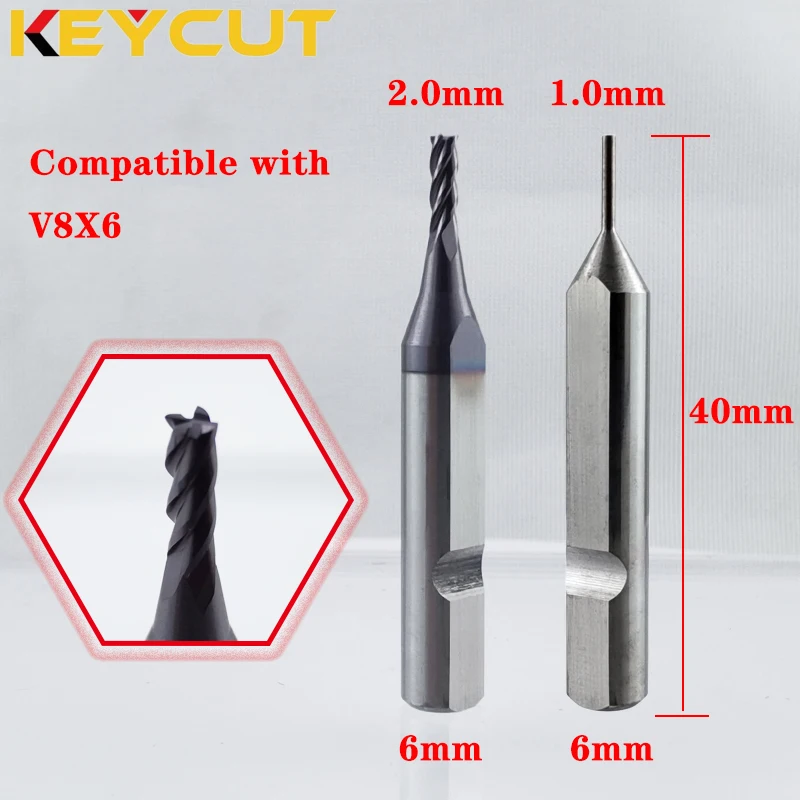 Fresa v8/x6 de 2.0mm e sonda de 1.0mm, compatível com máquina de duplicação de chave automática v8 x6, ferramentas de serralheiro