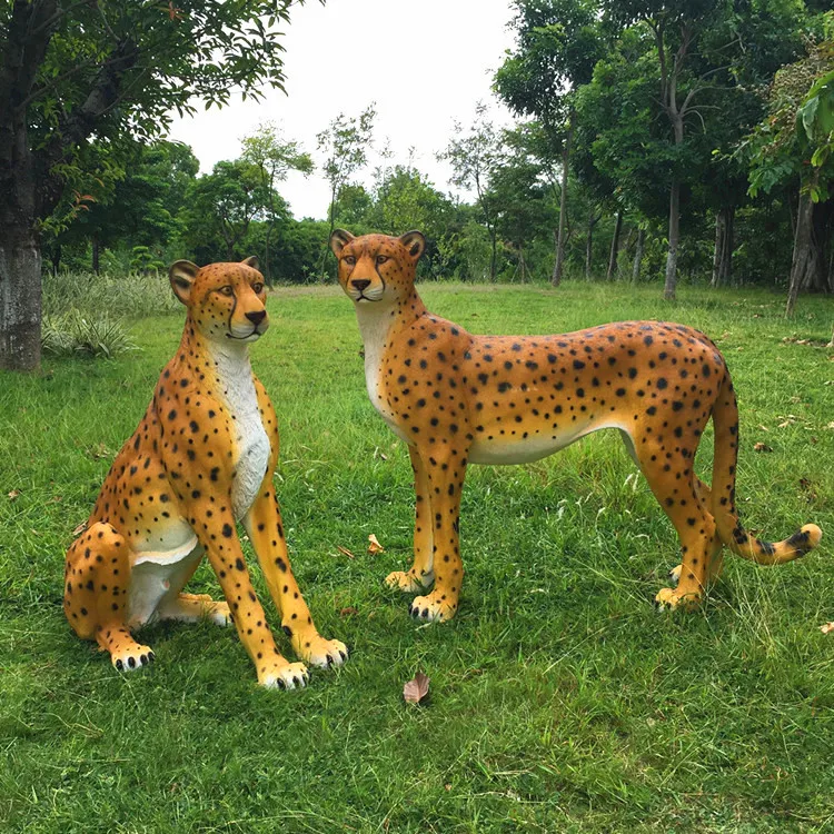 Simulation animal gold leopard fiberglass ornament garden courtyard outdoor garden decoration sculpture resin handicraft