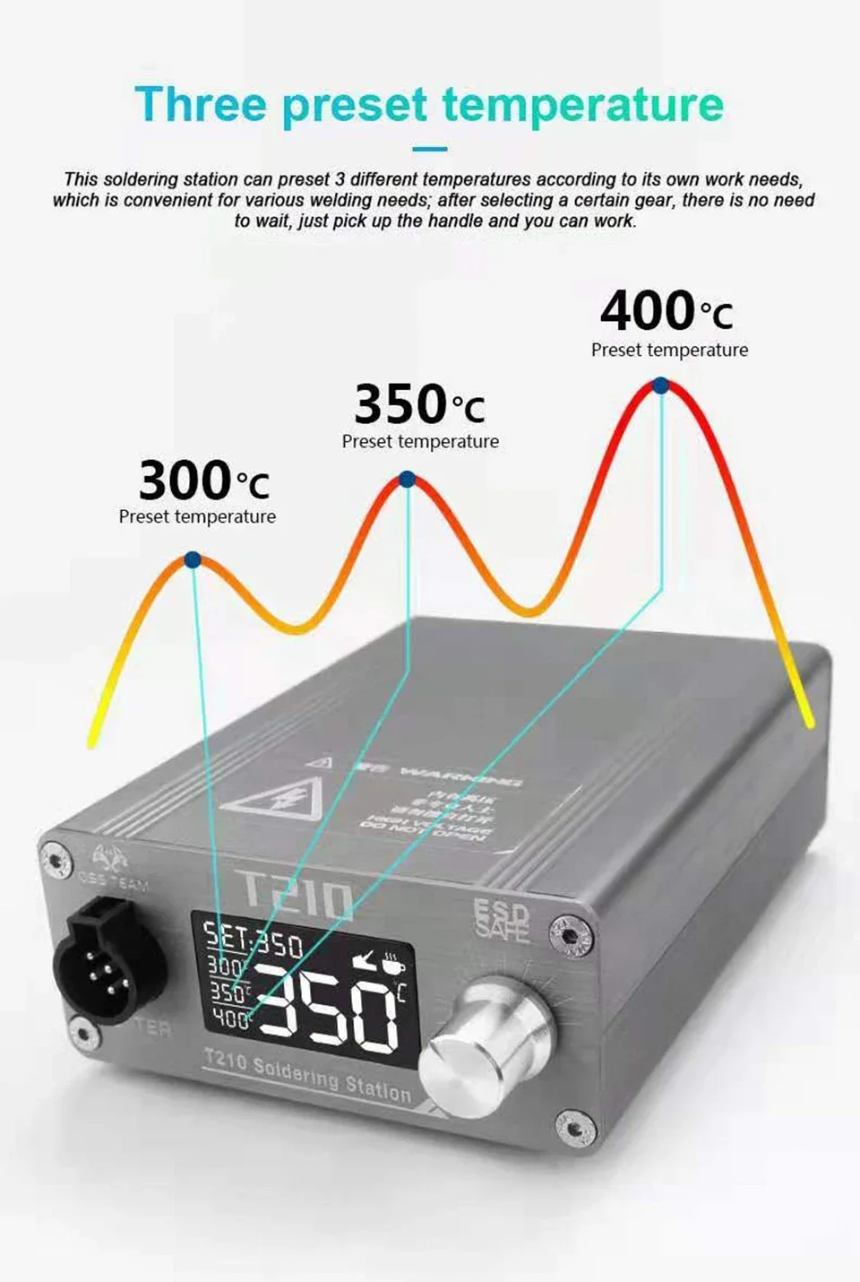 OSS T210 PCB Welding Intelligent Temperature Control Welding Station 75W Iron Tip 2S Heating Solder Paste Tool