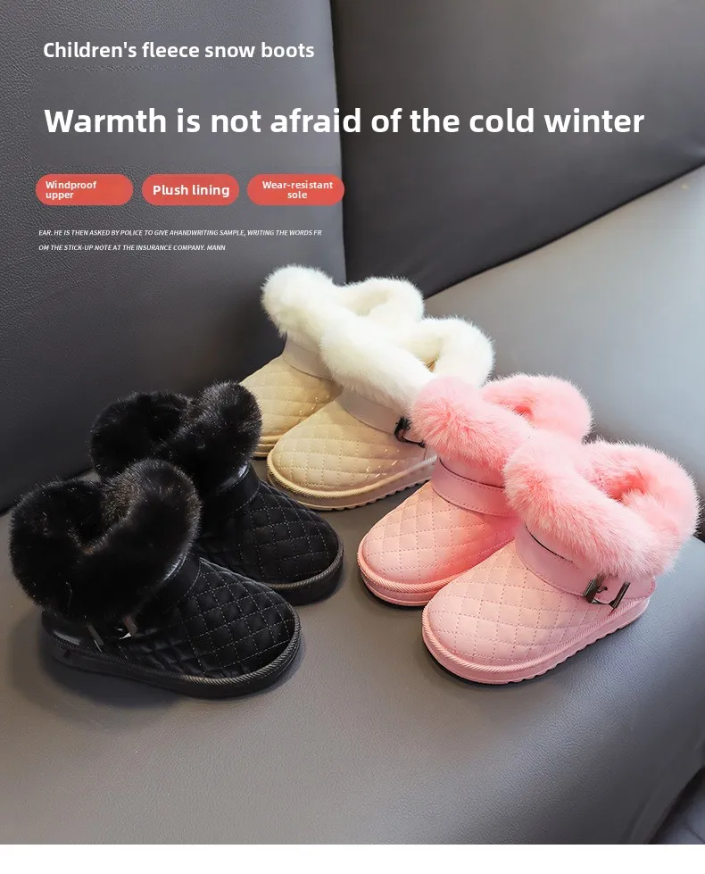 2026 Neue Herbst-Winter-Kinderstiefel für Mädchen, Verdickte Warme Bequeme Weiße Stiefel, Rutschfeste Plüsch-Baumwollschuhe für Babys und Kinder – Detail 2