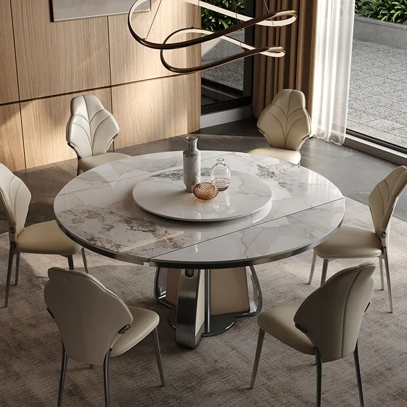 Rotate Round Home Dining Table Sedentary Luxury Dining Table Kitchen Free Shipping Mesa Extensible Comedor Mid Century Furniture