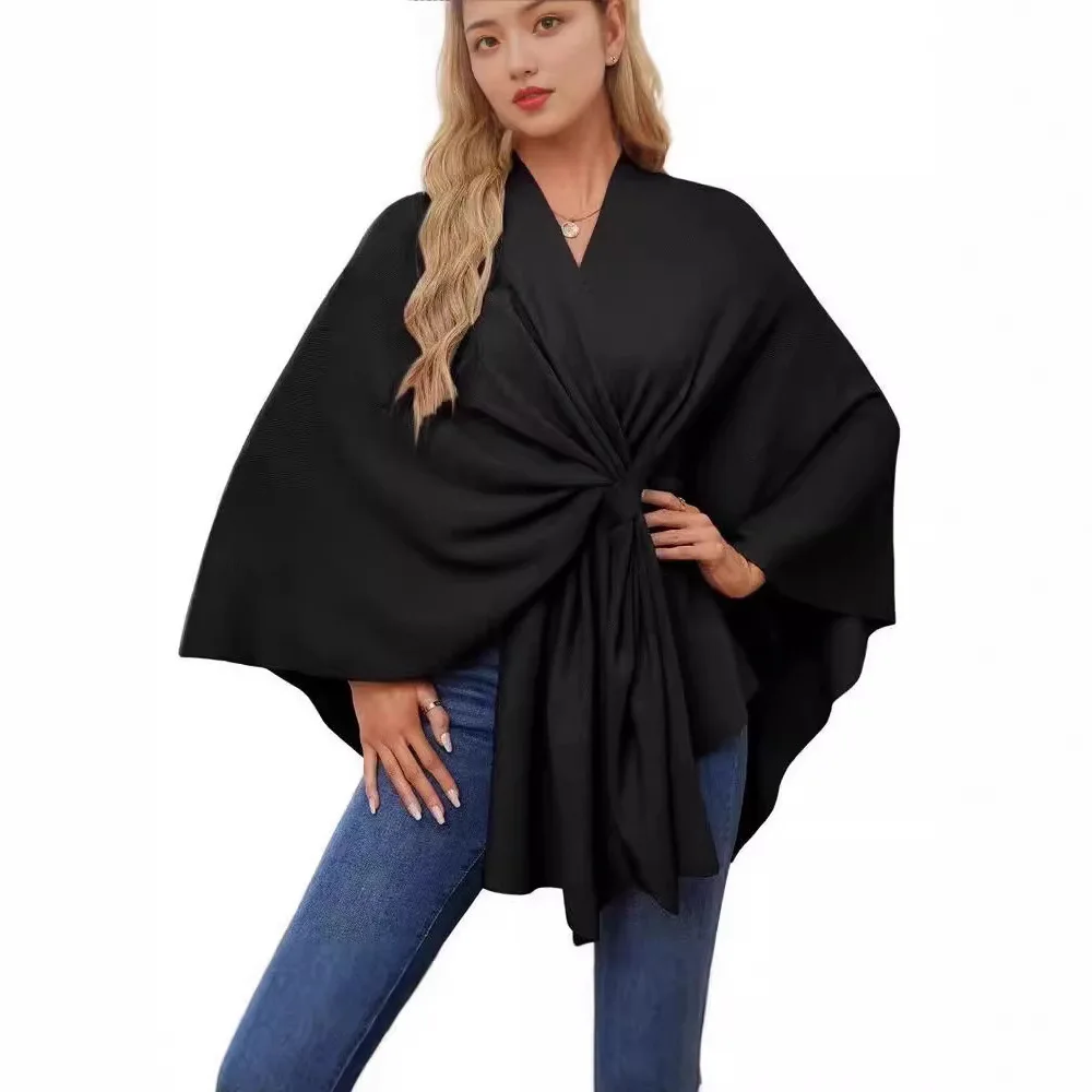 New Autumn Winter Woman Loose Shawl Cape Stylish Jacket Casaco Feminino Elegante Capes Pour Femmes Winter Poncho Capes Chales