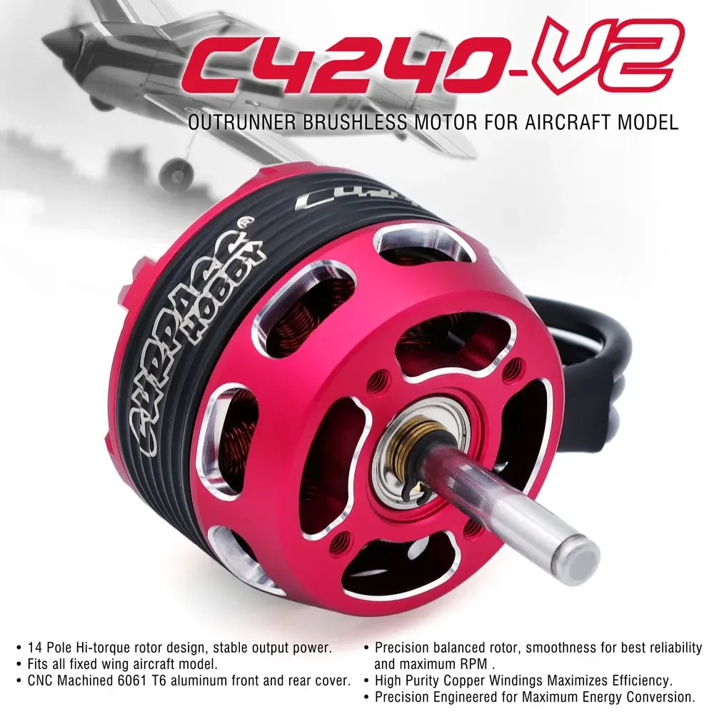 SURPASS HOBBY Brushless Motor C4240 C4250 C4260 3-6S V2 Outrunner Motor for RC Fixed-wing Aircraft Airplane Multicopter Model