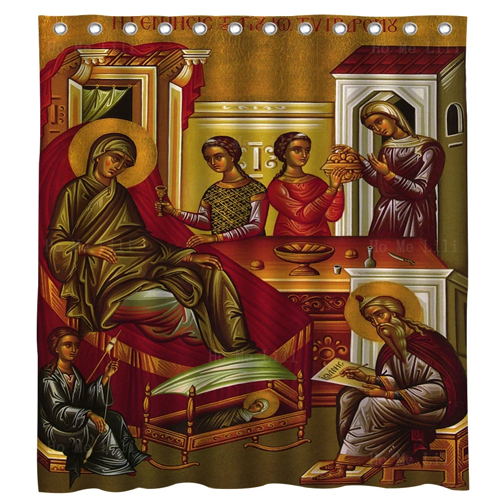 Nativity Of Stant John Baptist Icon The Annunciation To Blessed Virgin Mary Shower Curtain By Ho Me Lili For Bathroom Decor