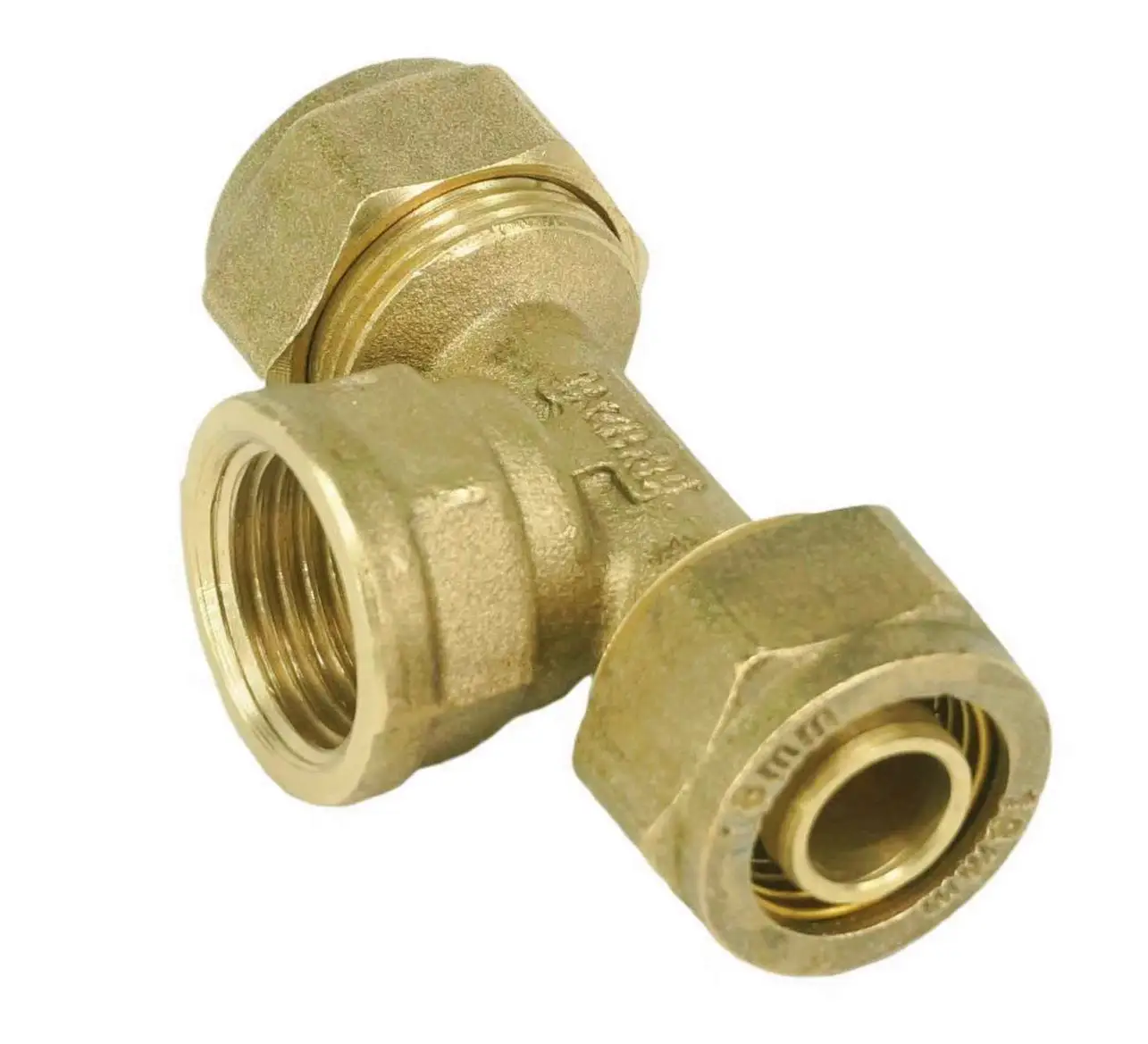 

Fit PEX-AL-PEX Tube I.D x O.D 12x16mm 14x18mm 16x20mm 20x25mm - 1/2" 3/4" 1" BSP Female Tee 3 Ways Brass Fitting