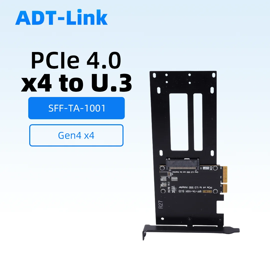 

ADT PCIe 5.0/4.0 X4 To U.2 U.3 E1.S E3.S SSD Hard Disk Adapter Card PCI-E SFF-8639 Hard Drives Adapters Gen5 Bracket Case shell