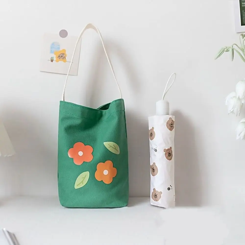 Print Flower Canvas Bucket Bag Simple Graffiti All-match Print Handbag Large Capacity Small Tote Bag Cloth Tote Bag Outdoor