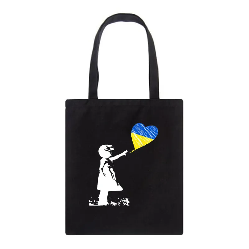 Ukraine Love Print Canvas Tote Bag Fashion Large Capacity Shopping Bags for Women Resuable Handbags Lady Stuudents Bolsos Mujer