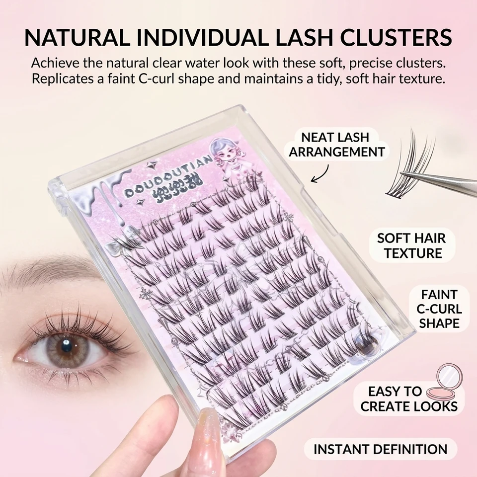 Pestañas Postizas Esponjosas de Look Natural, Cómodas, de Larga Duración, Individuales, Racimos, Extensión 2
