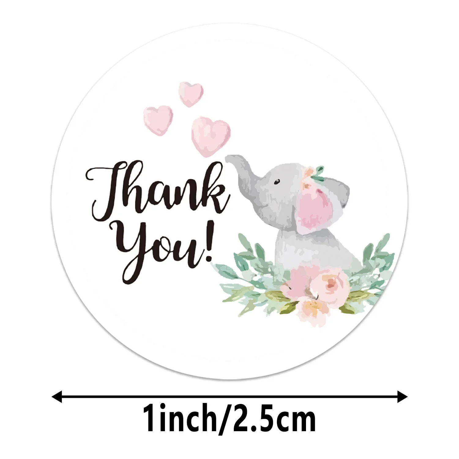 100-500 Pcs 8 Design 1-1.5inch DIY Elephant Decor Envelope Packaging Thank You Sticky Note Adhesive Labels Gift Seal Stickers