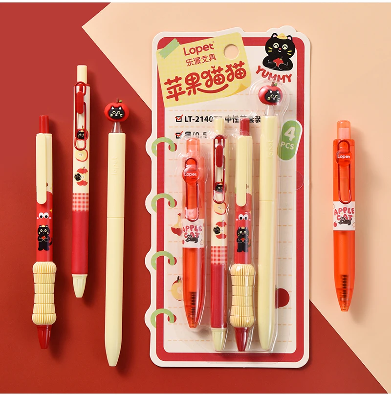4-teiliges Set mit niedlichen einziehbaren Gelstiften, 0,5 mm, feine Spitze, schwarze, schnell trocknende Tinte, glatte Schreibstifte für Schule, Studium und Büro – Detail 2
