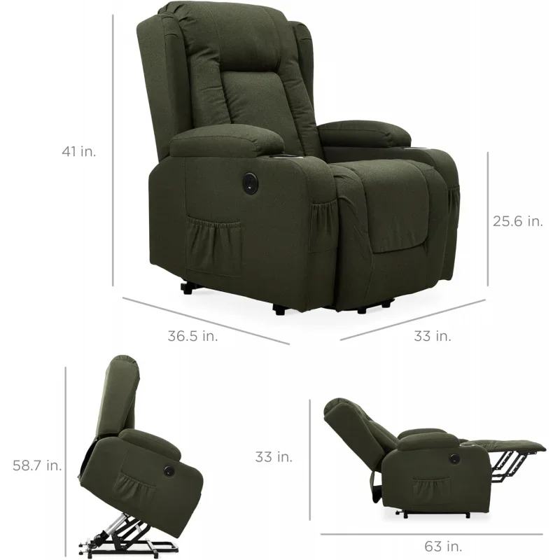 Best Choice Products Modern Linen Electric Power Lift Chair, Recliner Massage Chair, Adjustable Furniture for Back, Legs w/ 3 Po