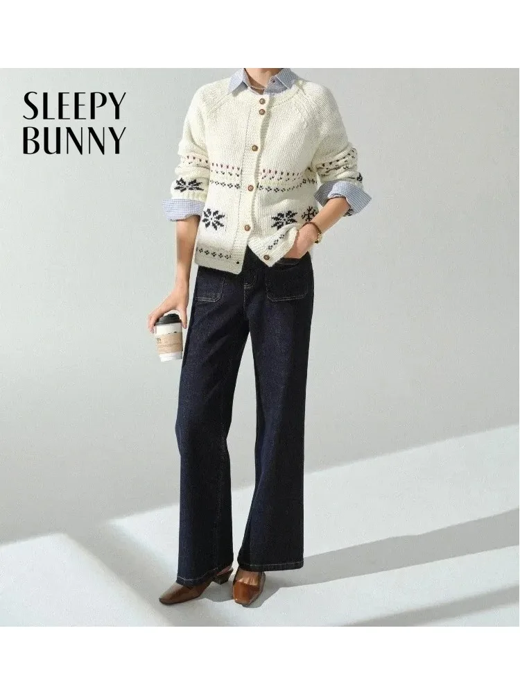 

Vintage Round Neck Women Knit Cardigan Lady Slim Fit Wool Blend Sweater Jacket Casual Spring Layering Daily Commuter Top