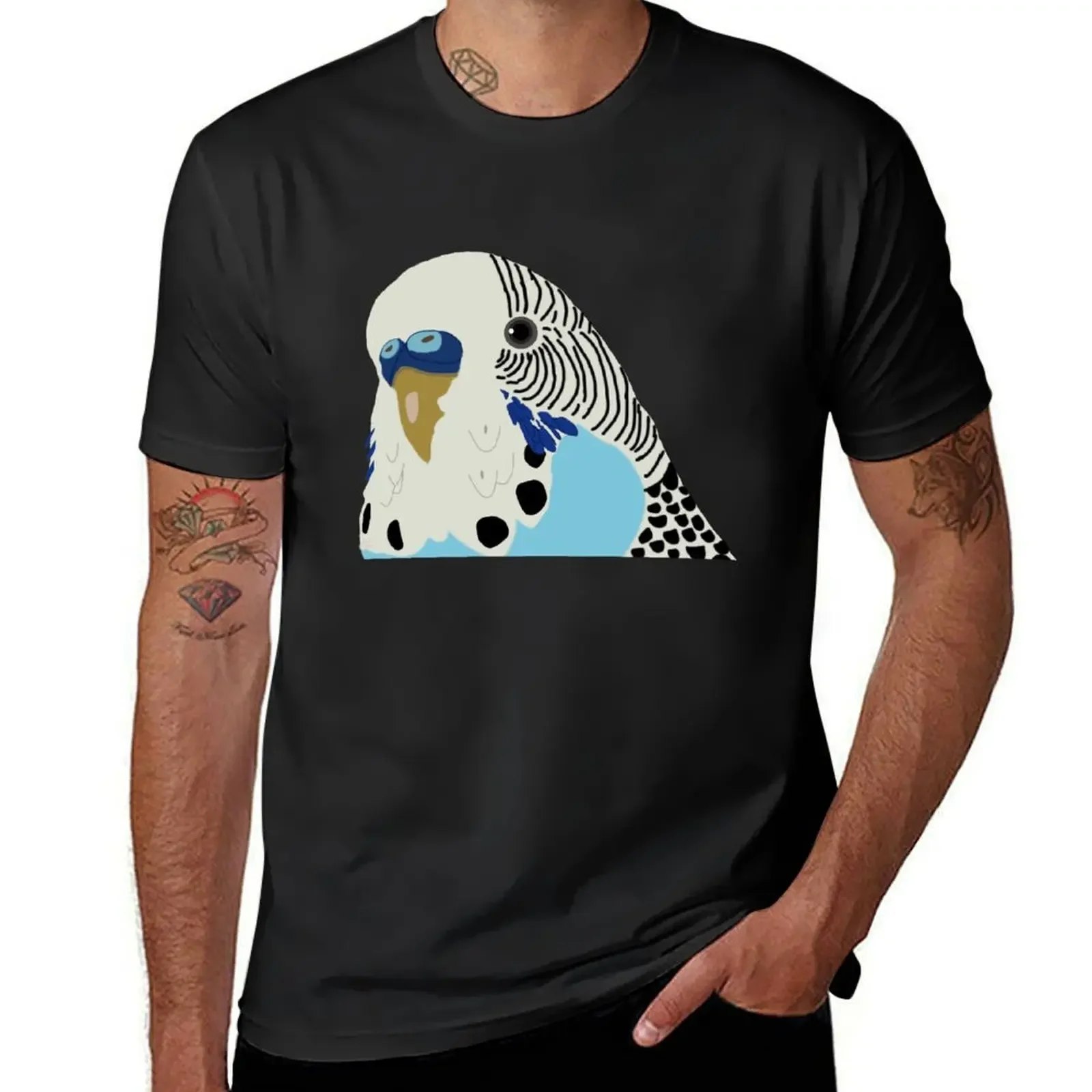 

Blue Male Budgie Illustration T-Shirt blacks anime t shirts designer t shirt men