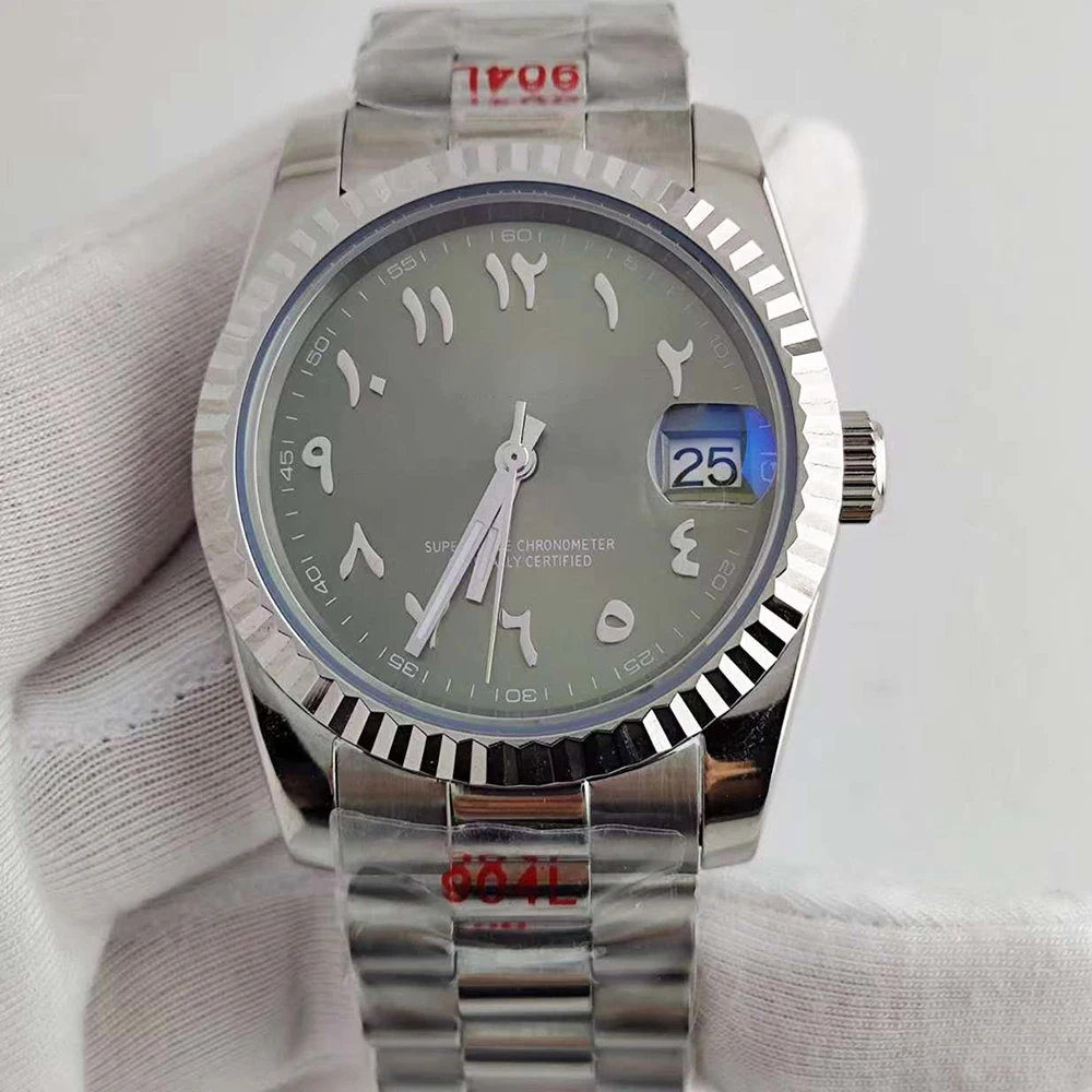 NH35 dial Arab 36/39mm casing baja tahan karat jam tangan mekanis menginstal jam tangan gerakan NH35