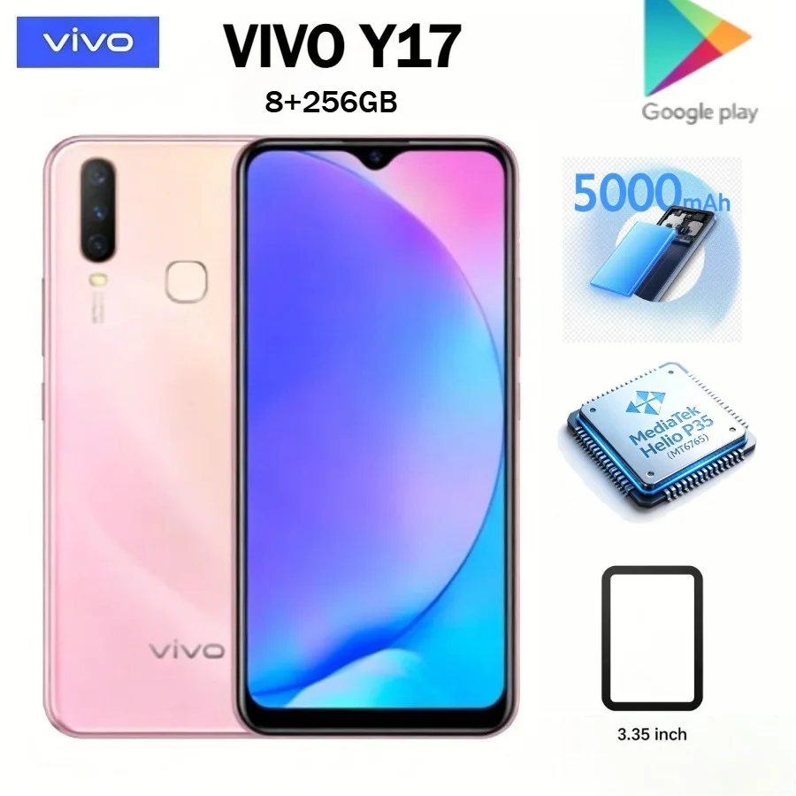 Vivo Y17 2026 8+256GB Smartphone 6.35-inch HD+ LCD Display 5000mAh High-Capacity Battery 3.5mm Headphone Jack Latest Global Edit