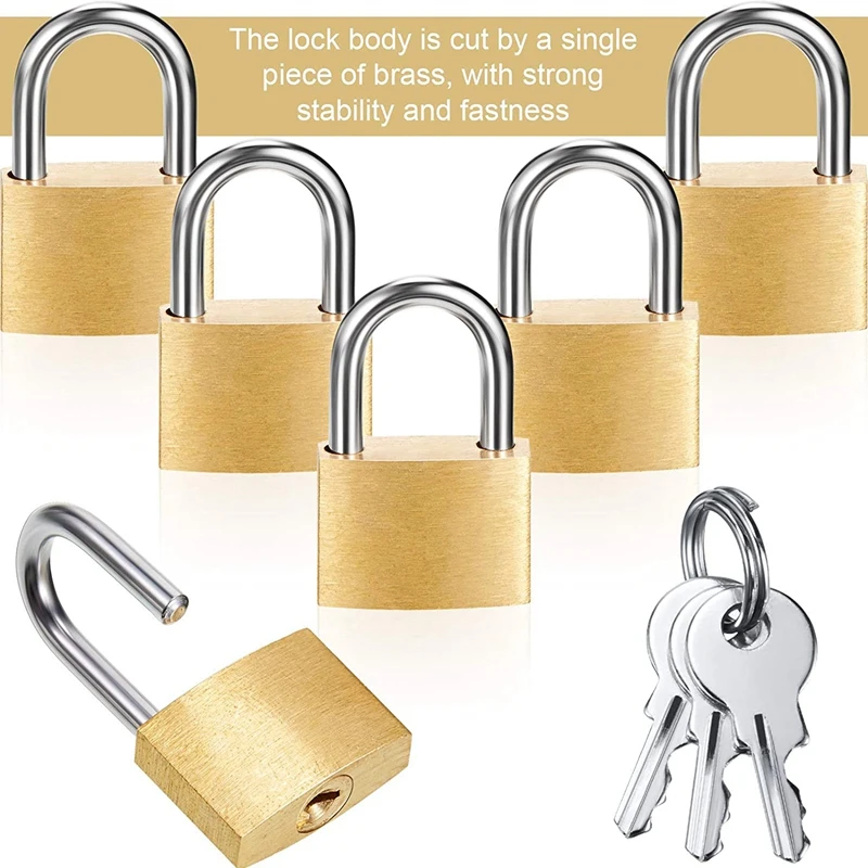 12 Pack Mini Padlock Small Padlock Solid Brass Locks New Gold With 3 Key For Luggage Lock,Backpack,Gym Locker Lock,Suitcase Lock