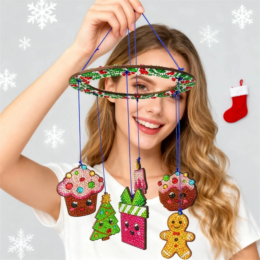 

2025 DIY Привлекательный рождественский кулон с бриллиантами, Алмазная вышивка крестом, сильный дисплей, универсальное украшение, легко собрать
