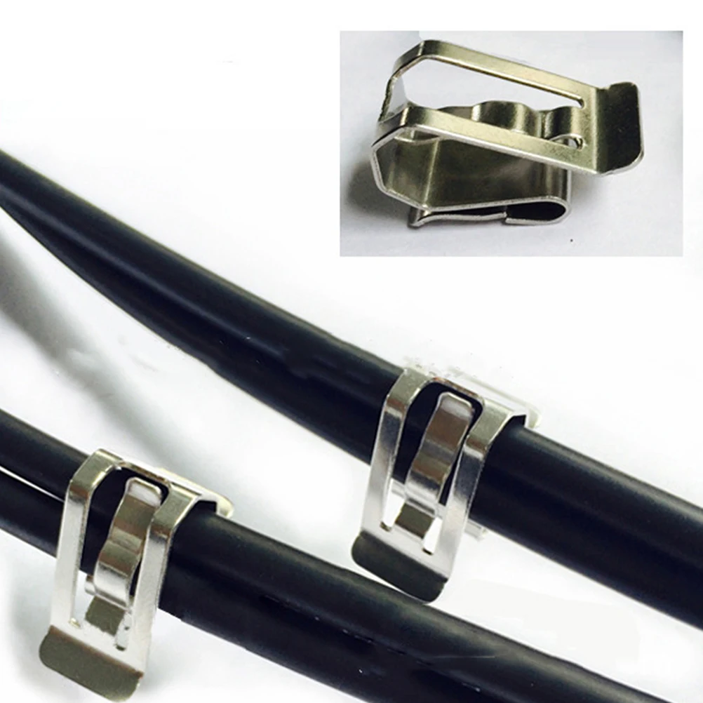 

50 Pcs Stainless Steel Cable Clamp Solar Panel Wire Clips Photovoltaic Management 304 Grade Durable Easy Install Disassemble