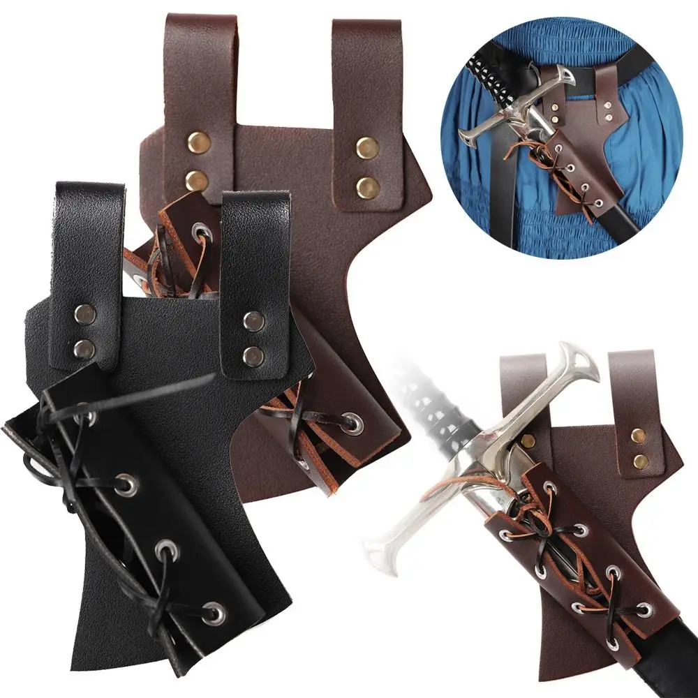 Durable PU Leather Medieval Sword Holder Cosplay Retro Knight Sheath Scabbard Vintage Sword Holder Belts For Adult Men