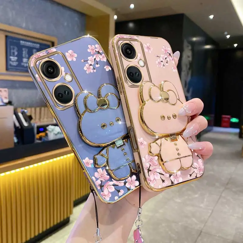 محظوظ البرسيم حزام الحبل الوردي زهرة حامل هاتف الحال بالنسبة Oneplus 9 9r 8T 10 Ace 11 11R 12 Pro Ace 2b 2 3 3 فولت حامل غطاء