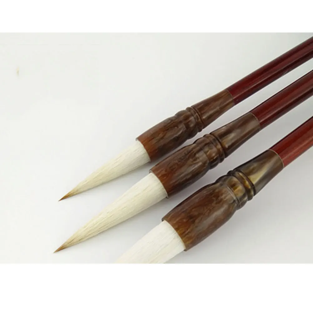 6Pcs Chinese Calligraphy Brush Set Wood Handle Wolf Hair Traditional Drawing Writing Practice Brush Sizes L