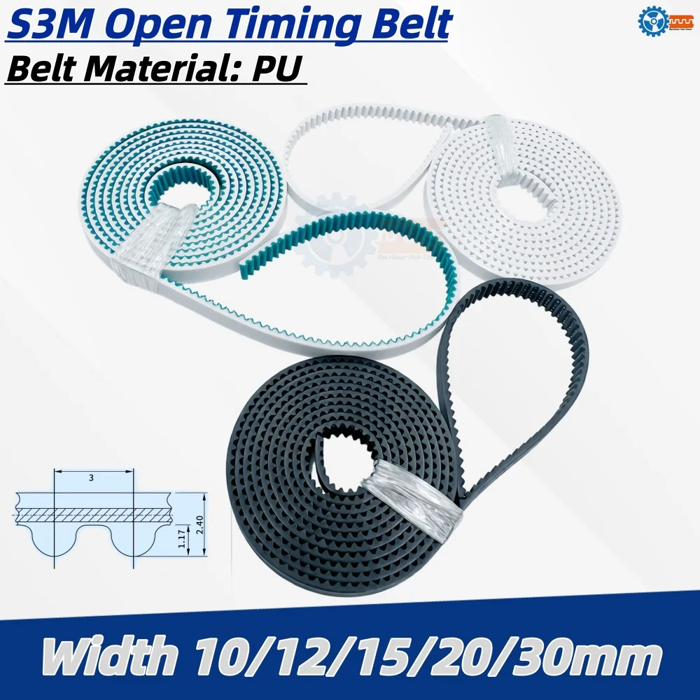

S3M STD3M Open Timing Belt PU Polyurethane Steel Core Width 10mm/12mm/15mm/20mm/30mm Synchronous Belt