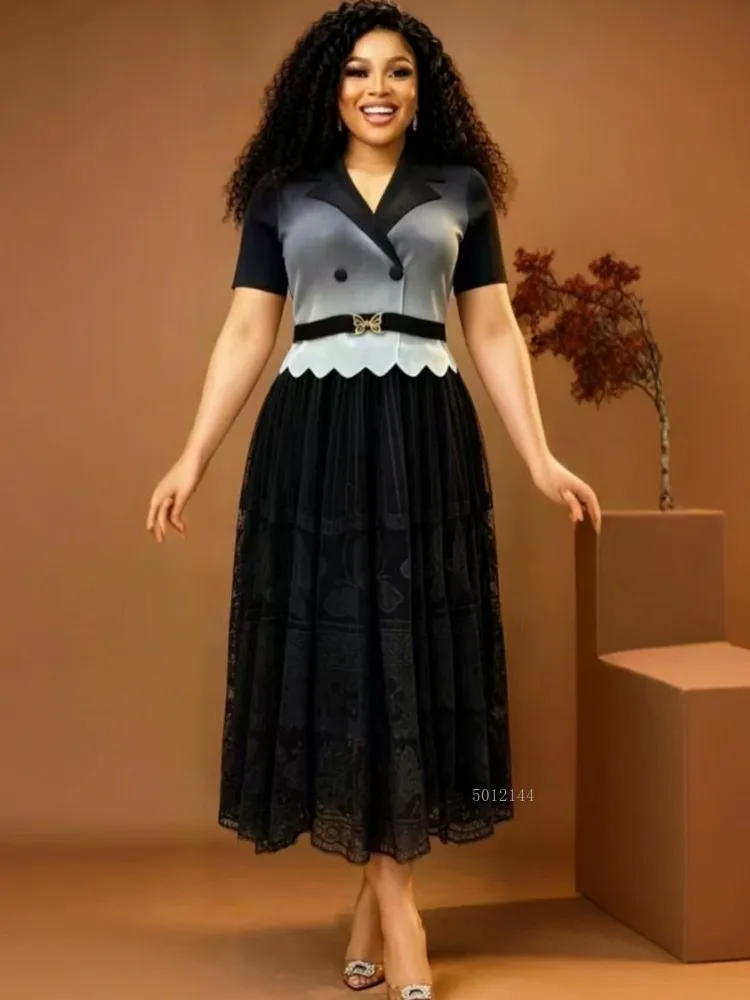 

African Dresses For Women Elegant Wedding Muslim Fashion Abayas 2026 New Dashiki Robe Kaftan Short Sleeve Dress Turkish Africa