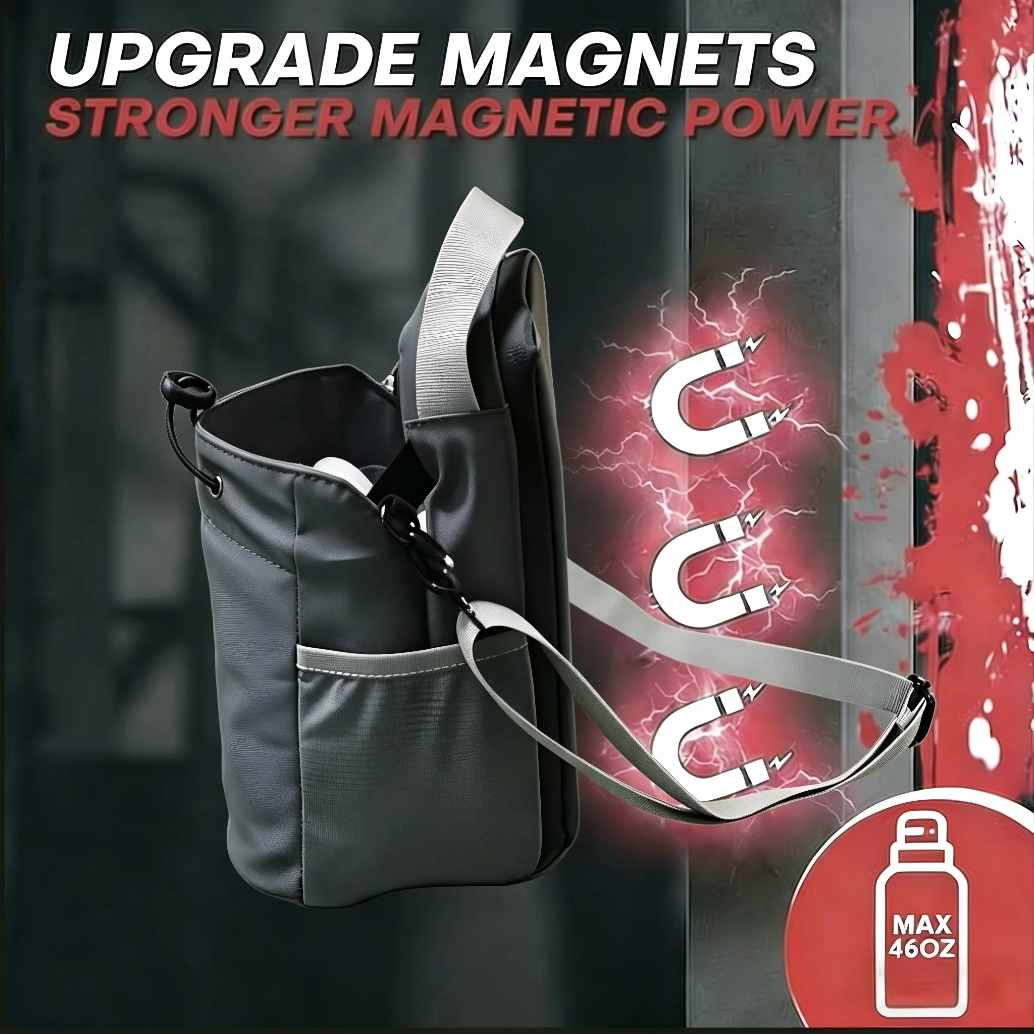 

Магнитный держатель для бутылки с водой для спортзала - прочный магнит на 11 фунтов, RFID-защита, сумка для тренировок без использования рук