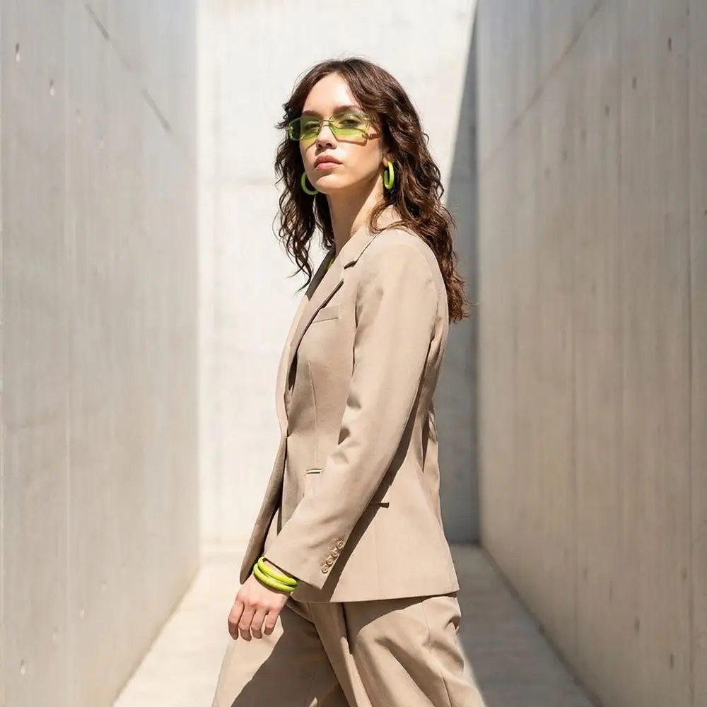 

Futuristic Metal Candy Color Rimless Sunglasses Y2K PC UV Protection Sun Glasses Wrap Around Frameless Eyewear Hiphop