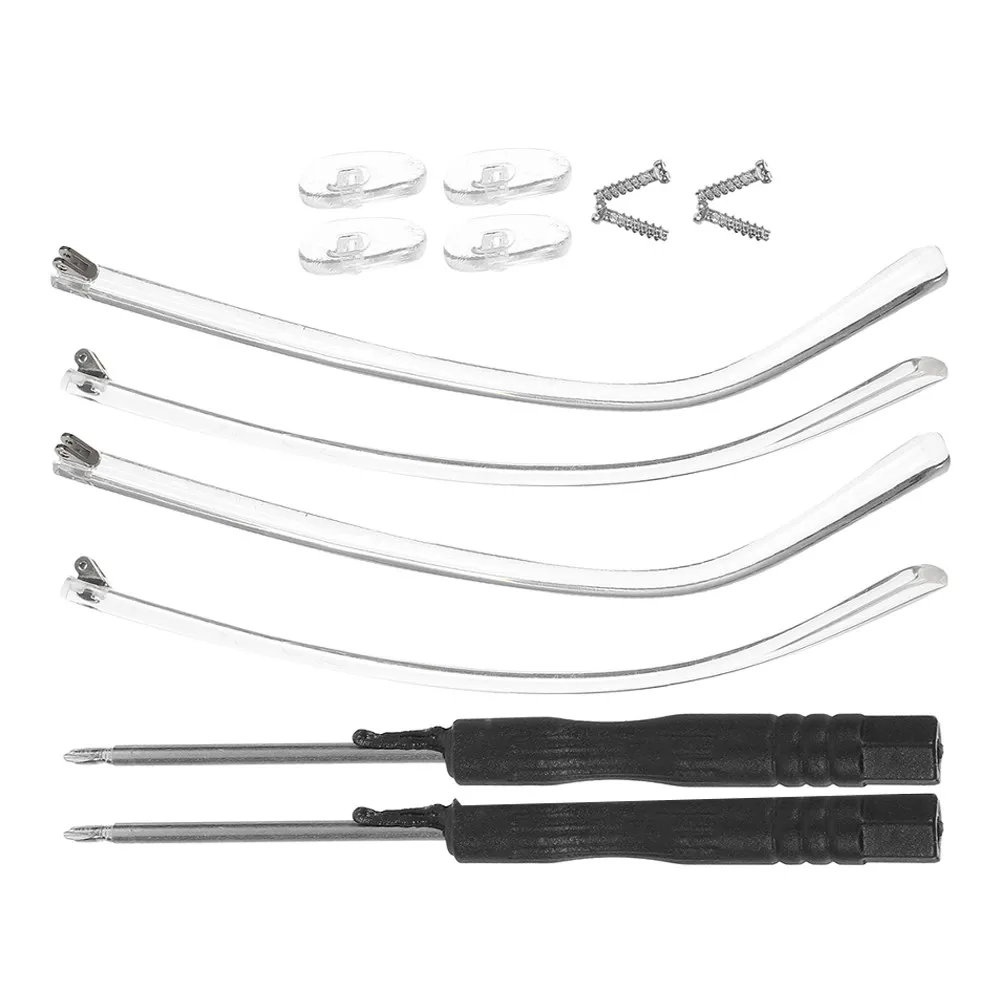 2Pairs Eyeglasses Temple Replacement Parts Universal Fit Retro Style Glasses Arms Repair Kit with Enhanced Nose Grip and