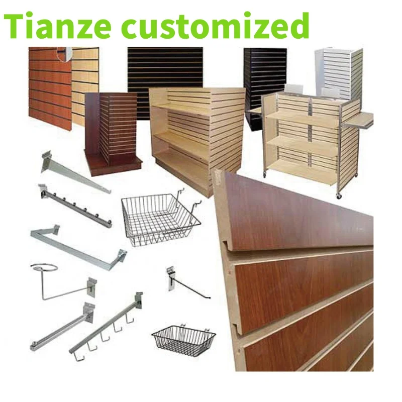 

(customized)KEWAY Wheeled Signal & Double Sided Display Slatwall Gondola Racks MDF Panels Slotted Wall Display Stand