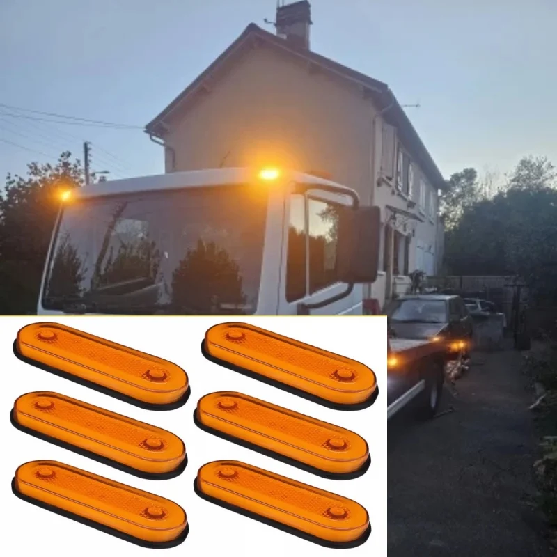 

6pcs Truck Led Marker Lights Side Marker Orange Amber 12/24v For Trailer Lorry Recovery Caravans Camper Motorhomes Accessories