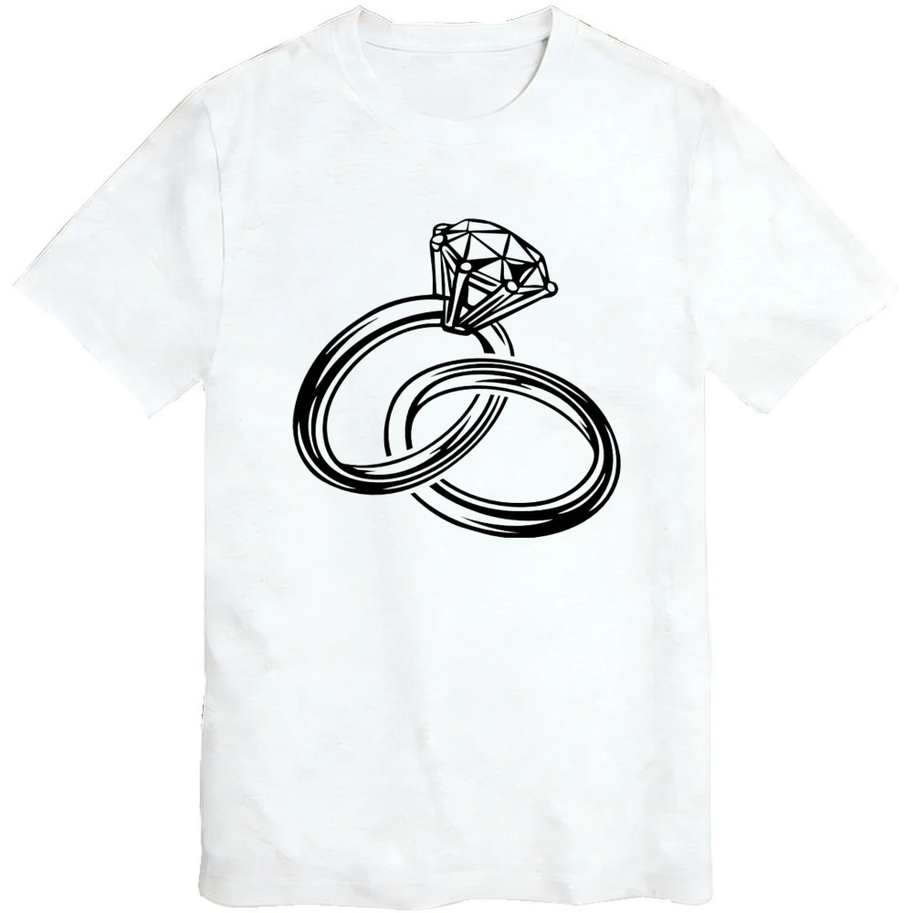 Engagement Ring Couple T-Shirt Summer Fashion Short Sleeve Cotton Casual Men T-Shirt Unisex Top Gift For Wedding Anniversary