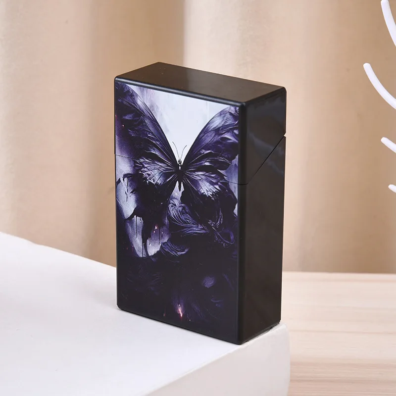 New Spray-painted Plastic Butterfly Thick Cigarette Box, Cute Women's Cigarette Storage Box, Various Exquisite Patterns