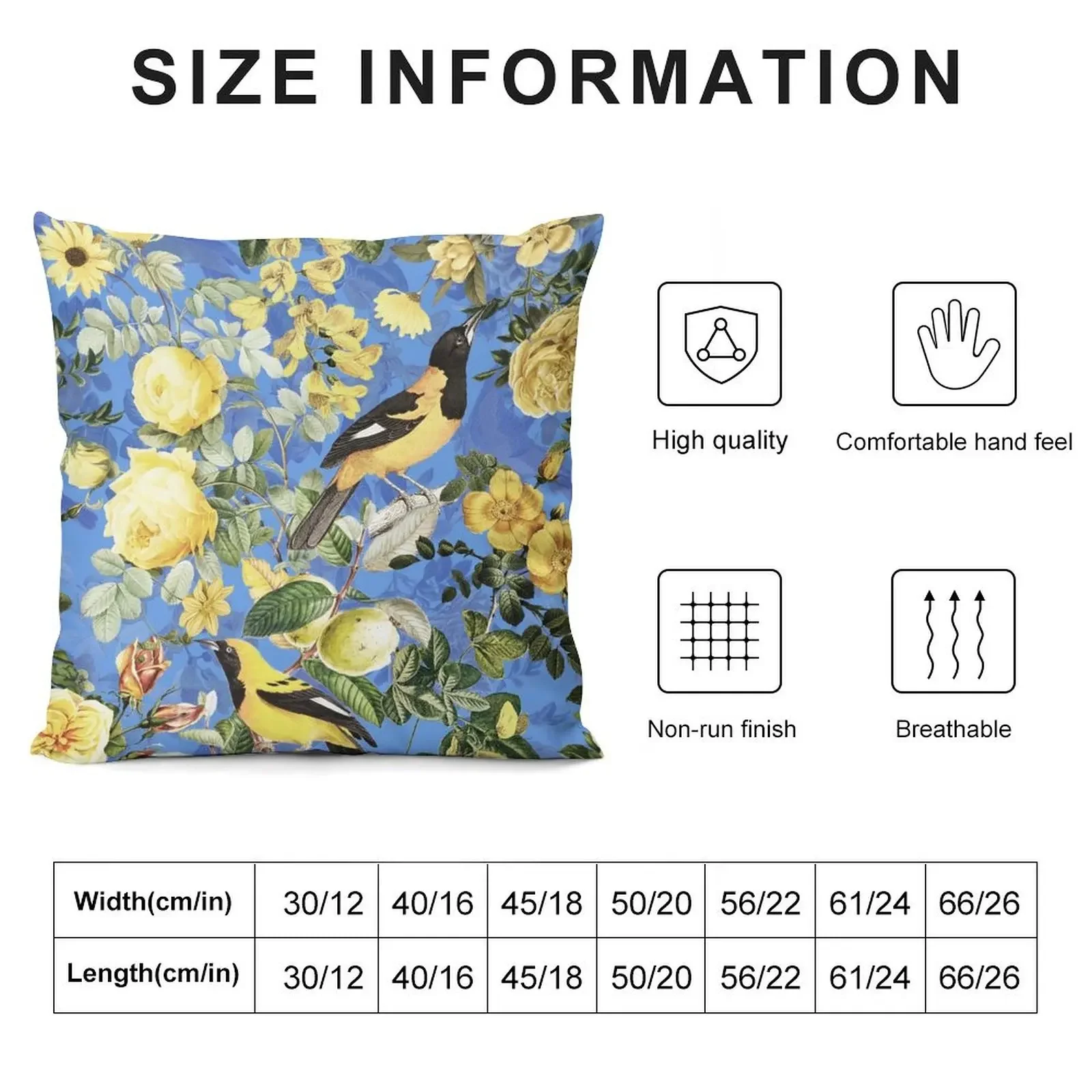 Antique Blue And Yellow Botanical Flower Rose Botanical Garden Throw Pillow pillow cover luxury Christmas Pillows pillow