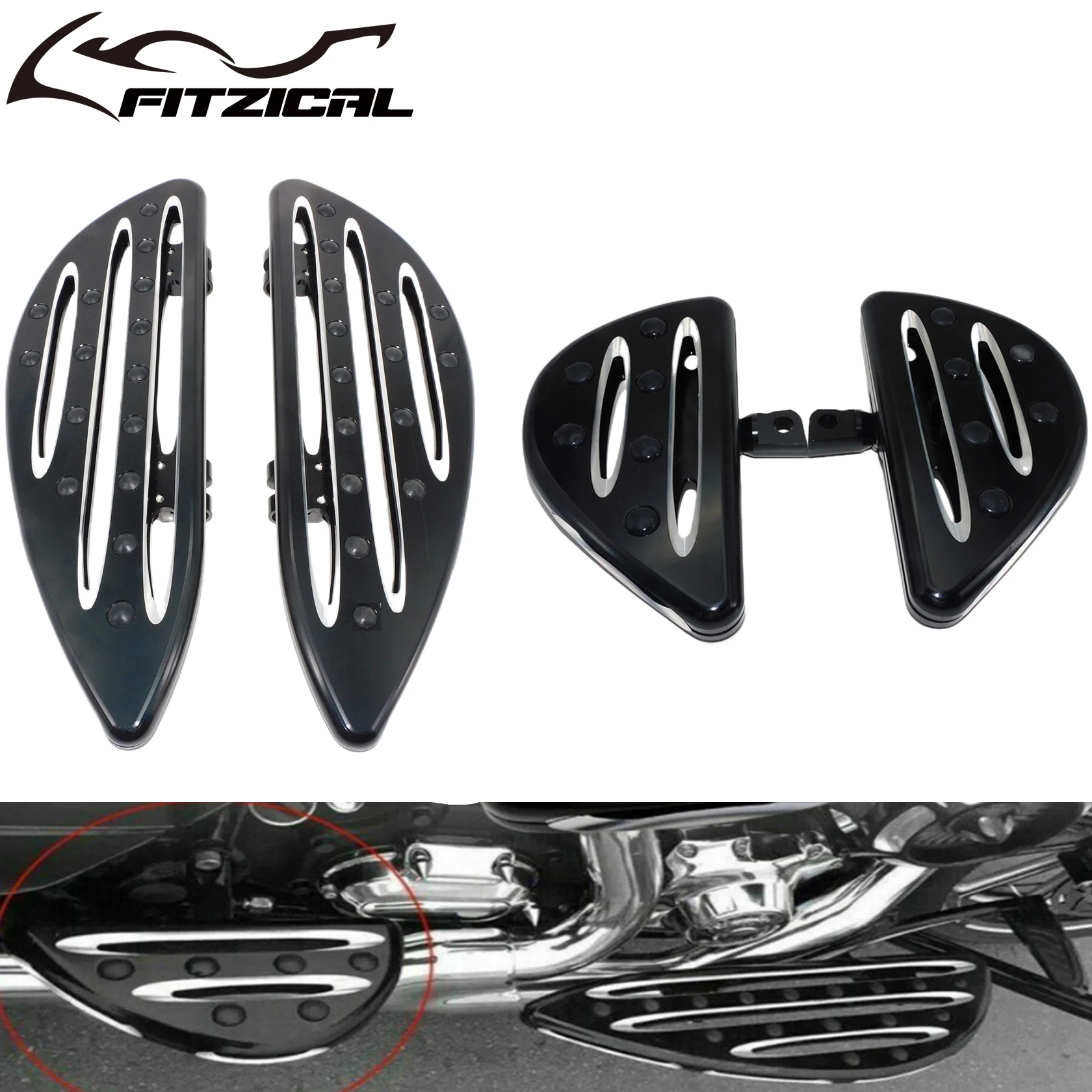 Motorcycle Driver Front Floorboard Passenger Rear Footpeg Black Footrest Pedal For Harley Touring Softail FL Dyna FLD Sportster