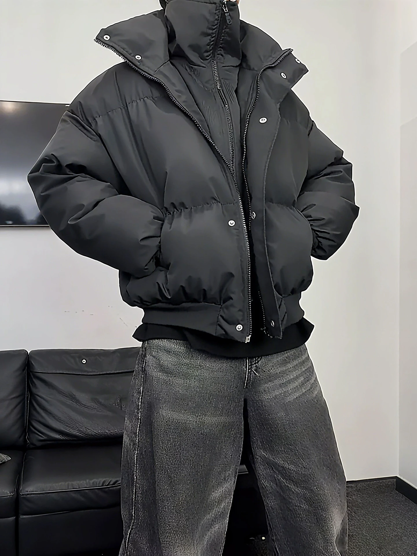 

Мужская осенне-зимняя куртка American Sport из чистого хлопка с декоративной строчкой, теплая, с воротником-стойкой