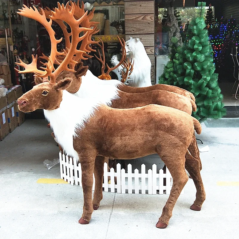 Christmas large elk reindeer decoration hotel lobby scene arrangement props ornament