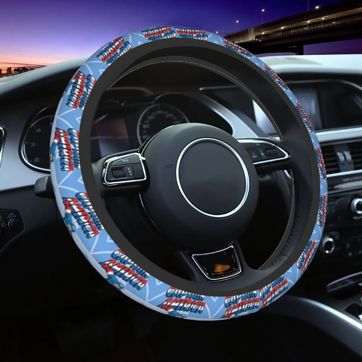 Customized Captain America Hero Manga Universal Steering Wheel Cover for Sedan Car Steering Wheel Protector Auto Accessories