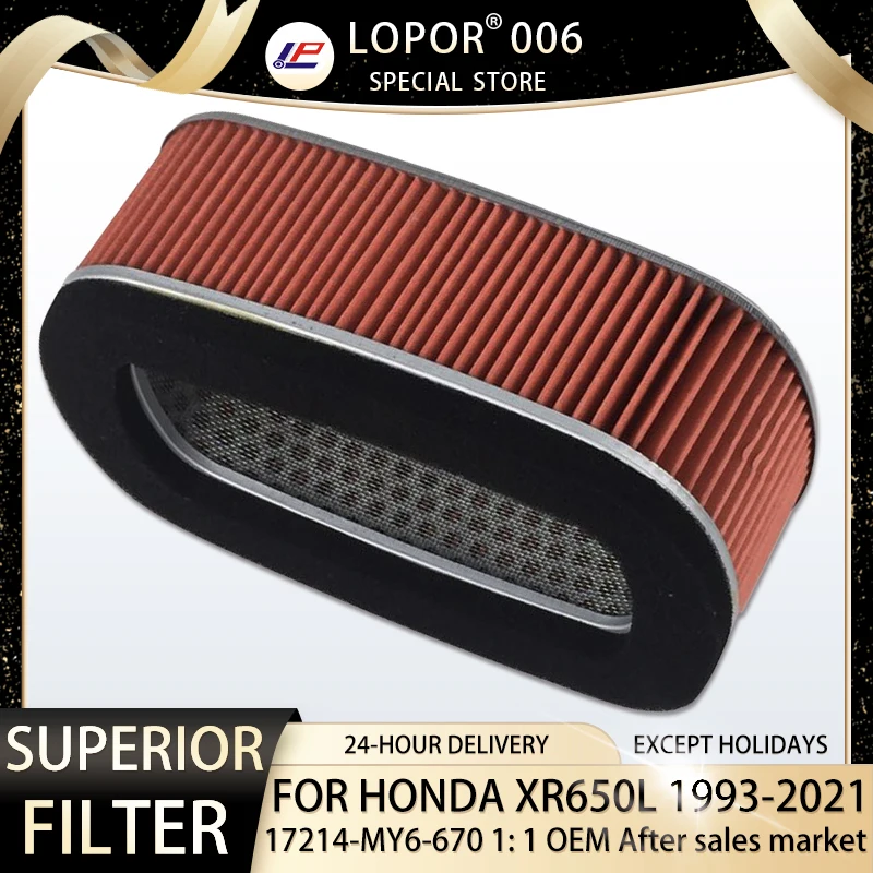 Lopor Motorcycle Air Filter Intake Cleaner Element For HONDA XR650L XR650-L XR650 1993-2023 17214-MY6-670