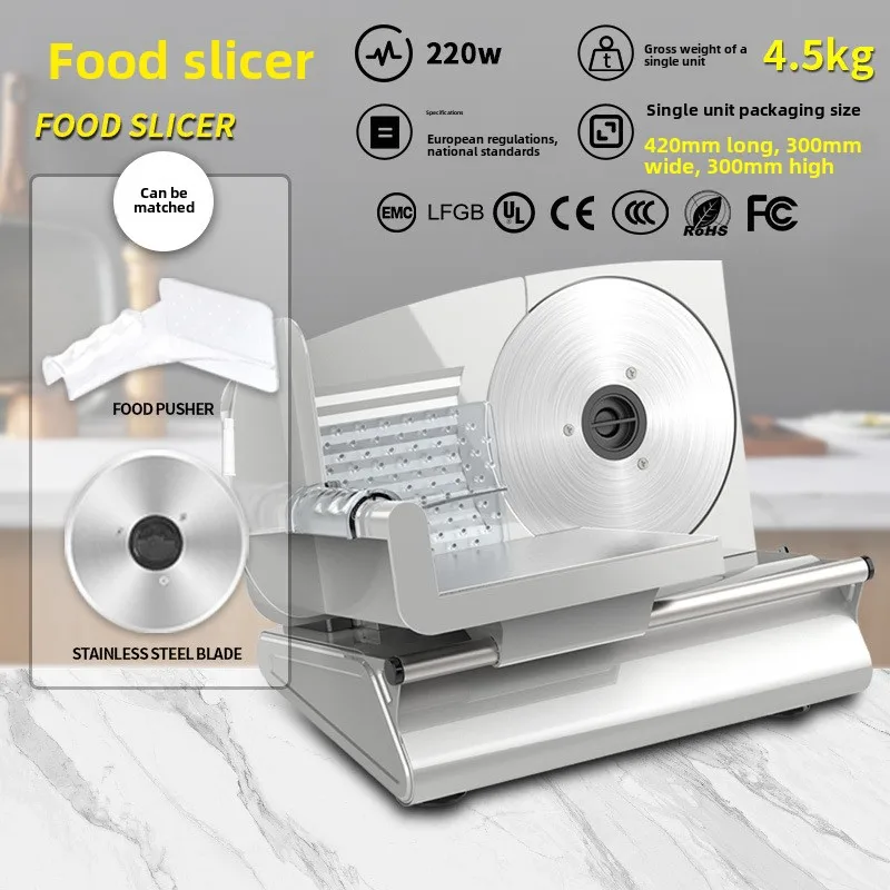 Rebanador eléctrico de 220V, máquina doméstica de rollos de frutas y cordero, para pan y tostado, rebanador de carne comercial