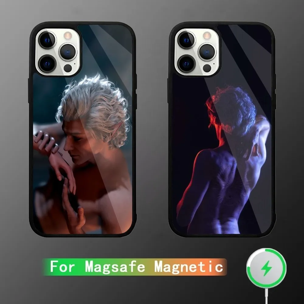 Astarion b-baldur's Gate 3 casing ponsel untuk iPhone 15,14,13,12,11,Plus,Pro,Max pengisian nirkabel magnetik Mini Magsafe